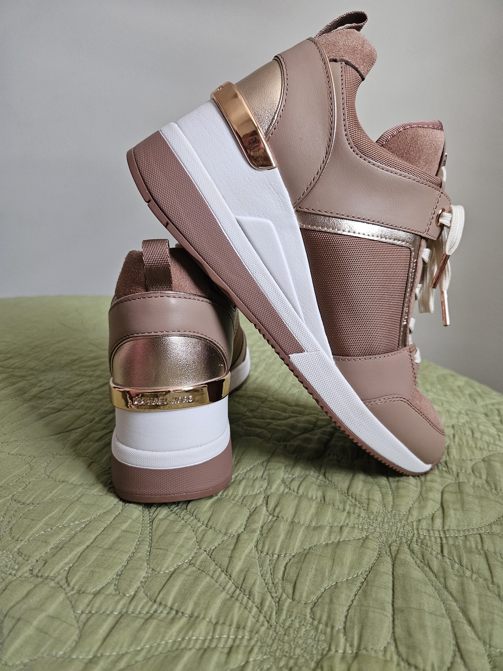 Women's Rose Gold Wedge Sneakers - Michael Kors